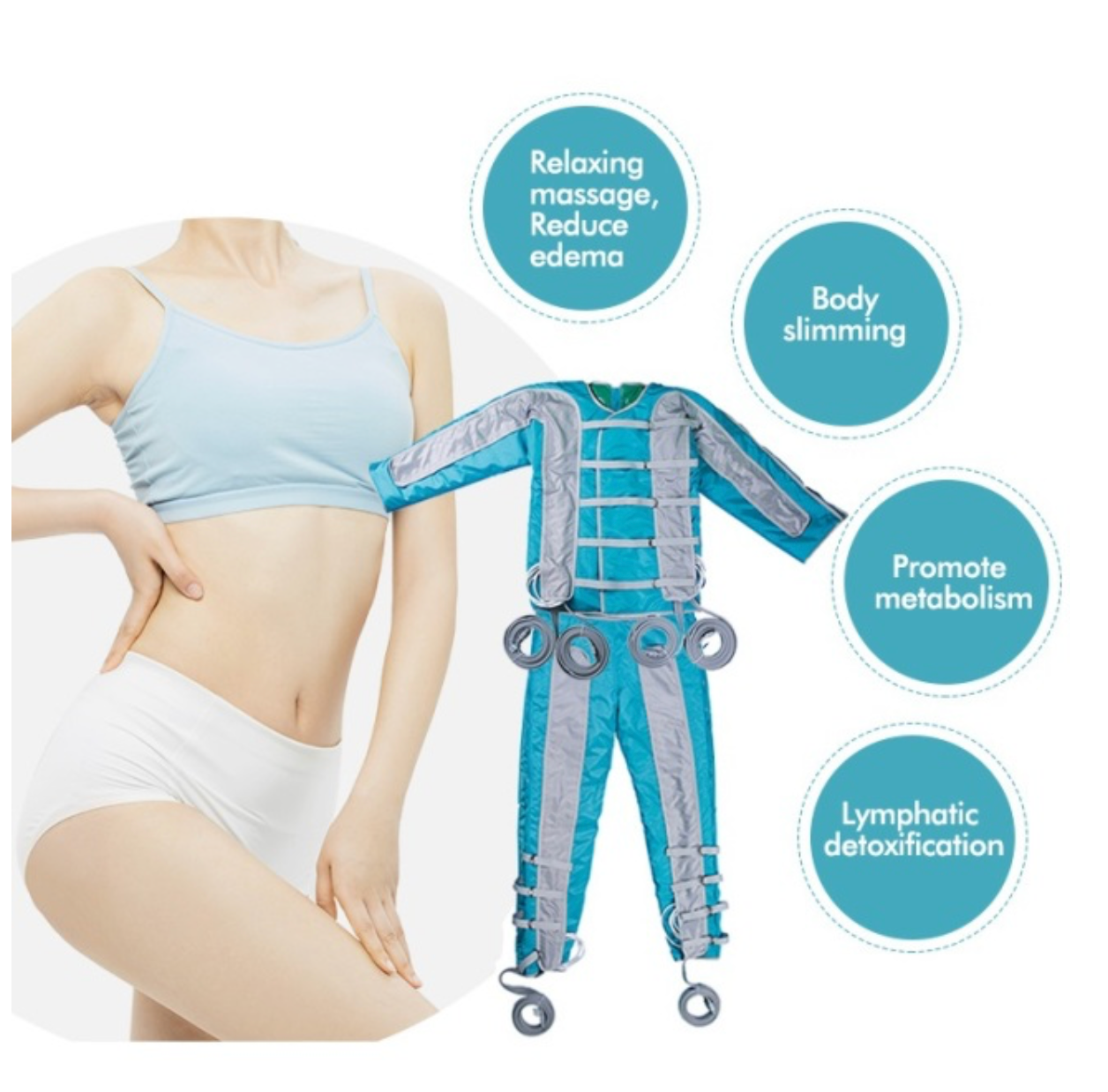 Macchina Professionale 3 in 1 per Pressoterapia Pressoterapia ad Aria - Drenaggio Linfatico - Macchina per la Perdita di Peso - CareMart