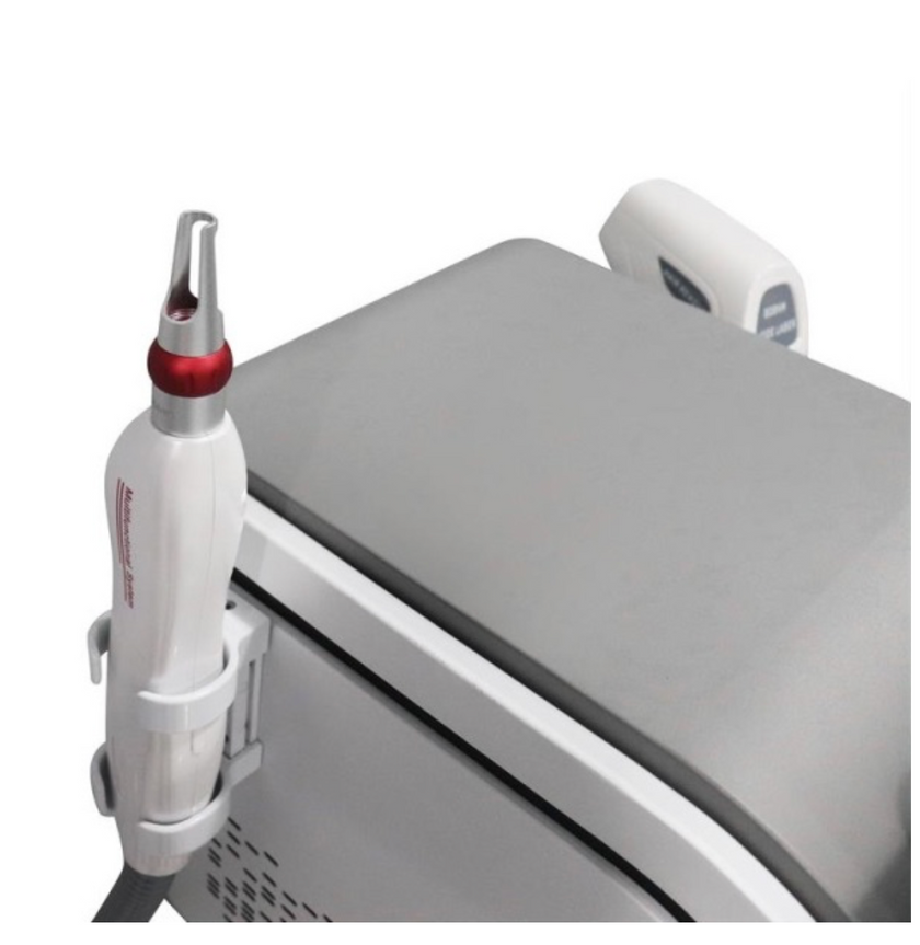 2 in 1 Hair and Tattoo Removal Machine: Combines Nd:YAG laser for tattoo removal and 808nm diode laser for hair removal.