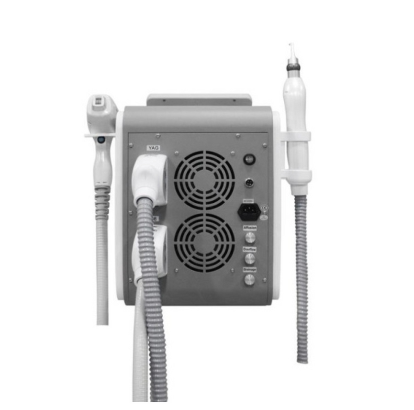 2 in 1 Hair and Tattoo Removal Machine: Combines Nd:YAG laser for tattoo removal and 808nm diode laser for hair removal.