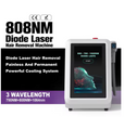 Mașină portabilă de îndepărtare a părului cu diode cu 3 lungimi de undă (808nm, 790nm, 1060nm). 