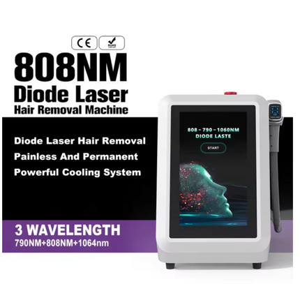 Portable hair removal machine with 3 wavelength diode laser (808nm, 790nm, 1060nm). 
