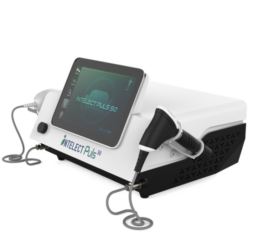 Aparat de terapie combinată cu vibrații ultraprofunde și unde de șoc de 10 bar pentru ameliorarea durerii.