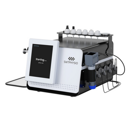 3 in 1 physiotherapy device with Tecar wave, 448 kHz monopolar RF and EMS diathermy therapy with shock waves.